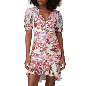 ADELYN RAE Spring Above Rouched Floral Mini Dress